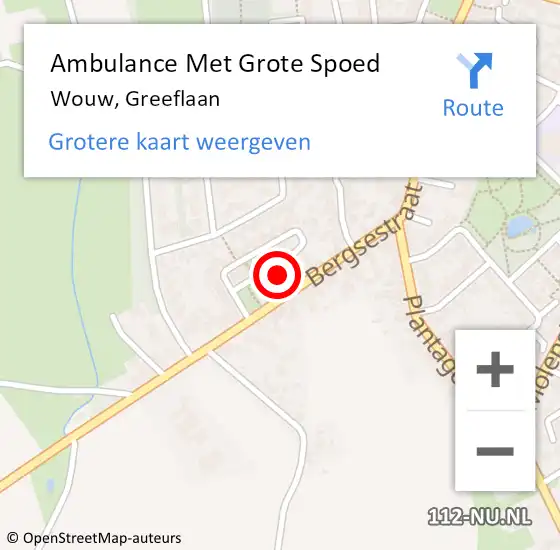 Locatie op kaart van de 112 melding: Ambulance Met Grote Spoed Naar Wouw, Greeflaan op 8 november 2017 14:05