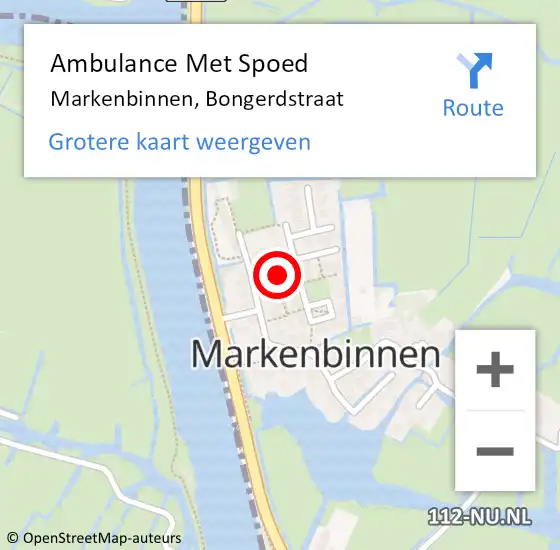 Locatie op kaart van de 112 melding: Ambulance Met Spoed Naar Markenbinnen, Bongerdstraat op 8 november 2017 14:15