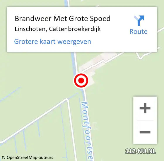 Locatie op kaart van de 112 melding: Brandweer Met Grote Spoed Naar Linschoten, Cattenbroekerdijk op 8 november 2017 14:29