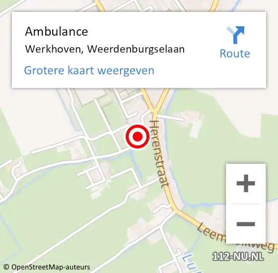 Locatie op kaart van de 112 melding: Ambulance Werkhoven, Weerdenburgselaan op 8 november 2017 14:30