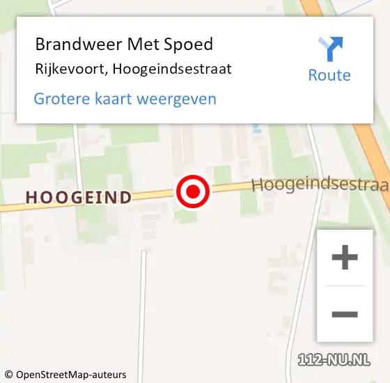 Locatie op kaart van de 112 melding: Brandweer Met Spoed Naar Rijkevoort, Hoogeindsestraat op 8 november 2017 14:32