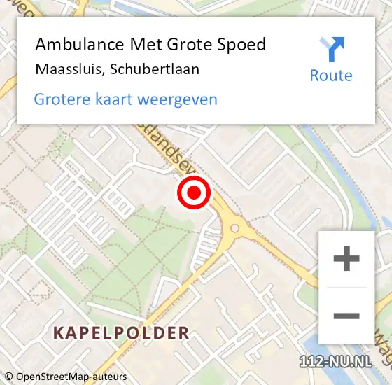 Locatie op kaart van de 112 melding: Ambulance Met Grote Spoed Naar Maassluis, Schubertlaan op 8 november 2017 14:42