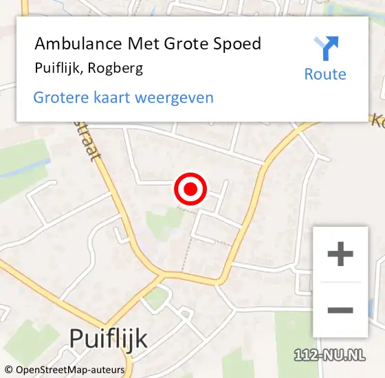 Locatie op kaart van de 112 melding: Ambulance Met Grote Spoed Naar Puiflijk, Rogberg op 8 november 2017 15:02