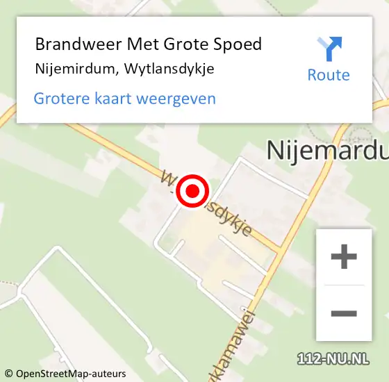 Locatie op kaart van de 112 melding: Brandweer Met Grote Spoed Naar Nijemirdum, Wytlansdykje op 8 november 2017 15:14