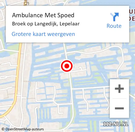 Locatie op kaart van de 112 melding: Ambulance Met Spoed Naar Broek op Langedijk, Lepelaar op 8 november 2017 15:23