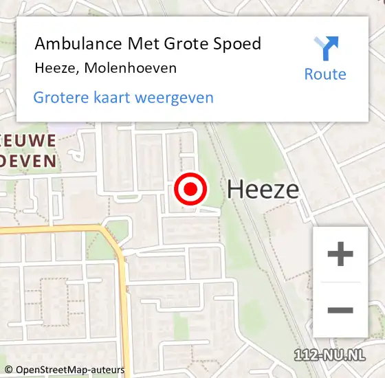 Locatie op kaart van de 112 melding: Ambulance Met Grote Spoed Naar Heeze, Molenhoeven op 8 november 2017 15:26