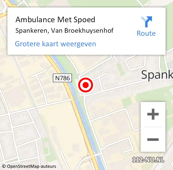 Locatie op kaart van de 112 melding: Ambulance Met Spoed Naar Spankeren, Van Broekhuysenhof op 8 november 2017 15:45