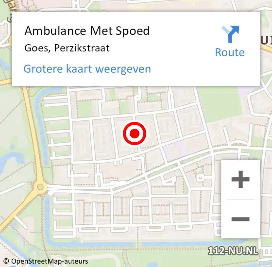 Locatie op kaart van de 112 melding: Ambulance Met Spoed Naar Goes, Perzikstraat op 8 november 2017 16:23