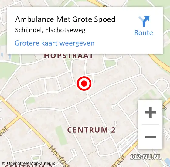 Locatie op kaart van de 112 melding: Ambulance Met Grote Spoed Naar Schijndel, Elschotseweg op 8 november 2017 17:16