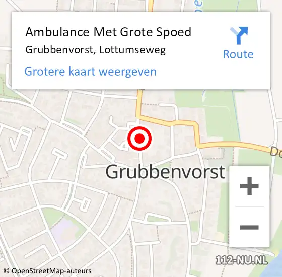 Locatie op kaart van de 112 melding: Ambulance Met Grote Spoed Naar Grubbenvorst, Lottumseweg op 6 februari 2014 13:17