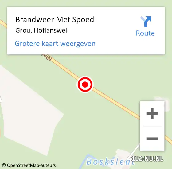 Locatie op kaart van de 112 melding: Brandweer Met Spoed Naar Grou, Hoflanswei op 8 november 2017 17:26