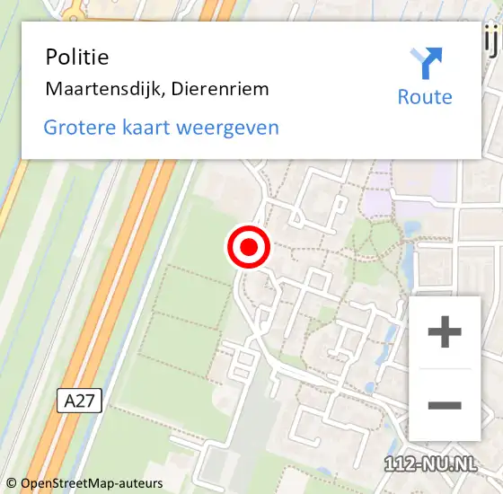 Locatie op kaart van de 112 melding: Politie Maartensdijk, Dierenriem op 8 november 2017 18:21