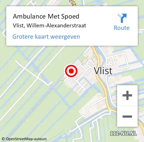 Locatie op kaart van de 112 melding: Ambulance Met Spoed Naar Vlist, Willem-Alexanderstraat op 8 november 2017 18:25