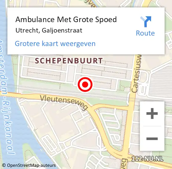 Locatie op kaart van de 112 melding: Ambulance Met Grote Spoed Naar Utrecht, Galjoenstraat op 8 november 2017 19:02