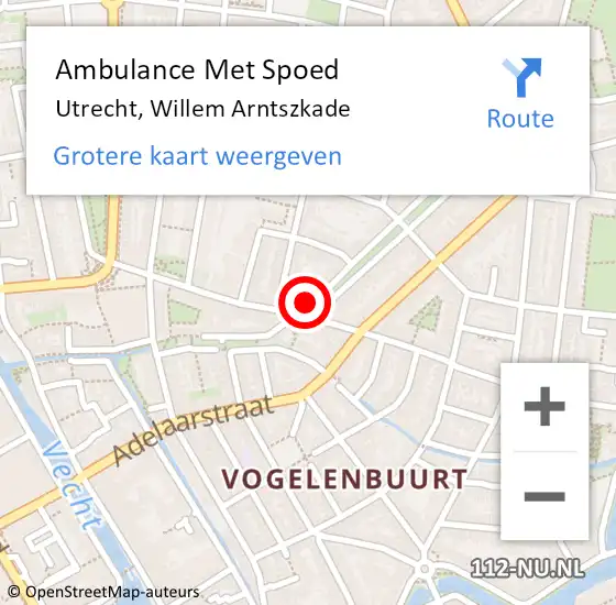 Locatie op kaart van de 112 melding: Ambulance Met Spoed Naar Utrecht, Willem Arntszkade op 8 november 2017 19:29