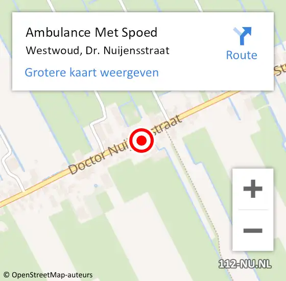 Locatie op kaart van de 112 melding: Ambulance Met Spoed Naar Westwoud, Dr. Nuijensstraat op 8 november 2017 19:43