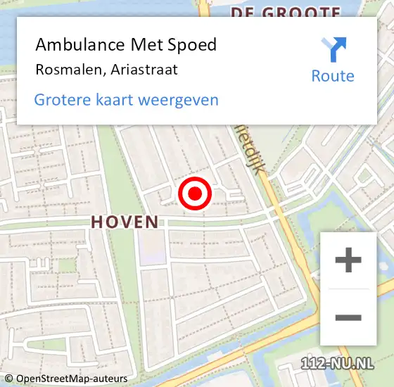 Locatie op kaart van de 112 melding: Ambulance Met Spoed Naar Rosmalen, Ariastraat op 8 november 2017 19:44