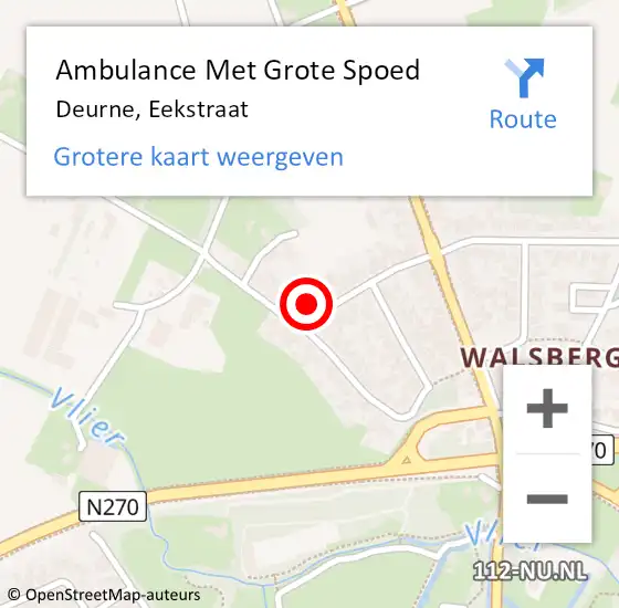 Locatie op kaart van de 112 melding: Ambulance Met Grote Spoed Naar Deurne, Eekstraat op 8 november 2017 21:20