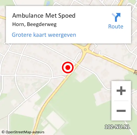 Locatie op kaart van de 112 melding: Ambulance Met Spoed Naar Horn, Beegderweg op 8 november 2017 21:26