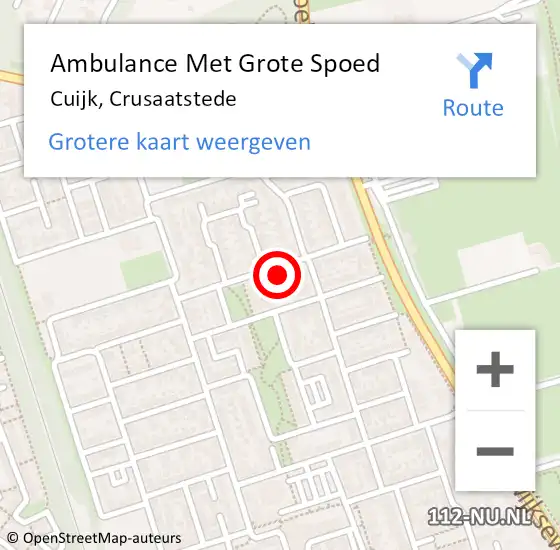 Locatie op kaart van de 112 melding: Ambulance Met Grote Spoed Naar Cuijk, Crusaatstede op 8 november 2017 21:57