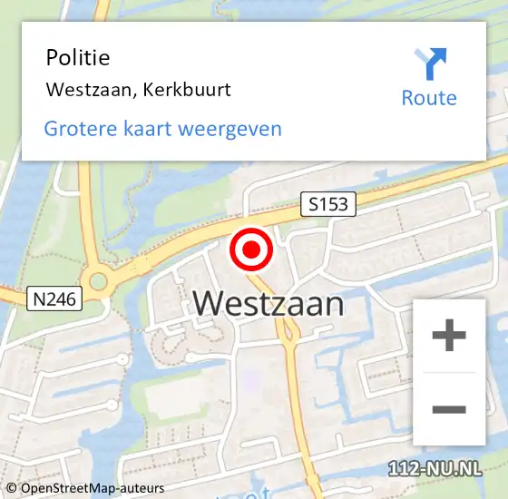 Locatie op kaart van de 112 melding: Politie Westzaan, Kerkbuurt op 8 november 2017 22:31