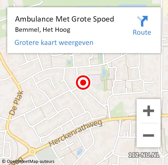 Locatie op kaart van de 112 melding: Ambulance Met Grote Spoed Naar Bemmel, Het Hoog op 8 november 2017 22:36