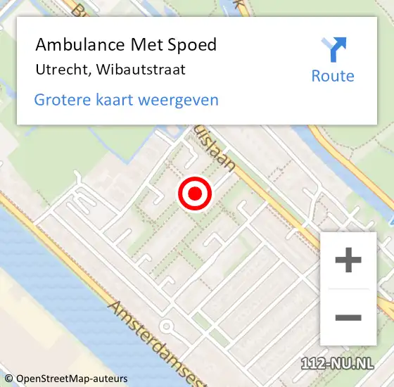 Locatie op kaart van de 112 melding: Ambulance Met Spoed Naar Utrecht, Wibautstraat op 8 november 2017 22:52