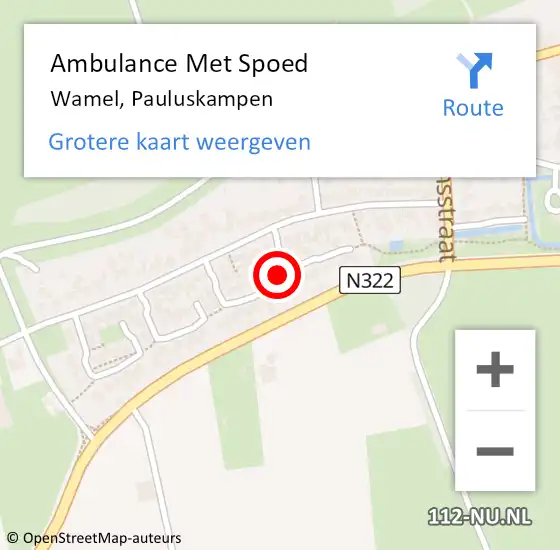 Locatie op kaart van de 112 melding: Ambulance Met Spoed Naar Wamel, Pauluskampen op 9 november 2017 00:19