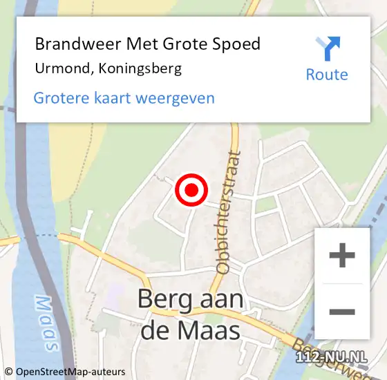 Locatie op kaart van de 112 melding: Brandweer Met Grote Spoed Naar Urmond, Koningsberg op 9 november 2017 00:37