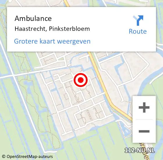 Locatie op kaart van de 112 melding: Ambulance Haastrecht, Pinksterbloem op 9 november 2017 00:42