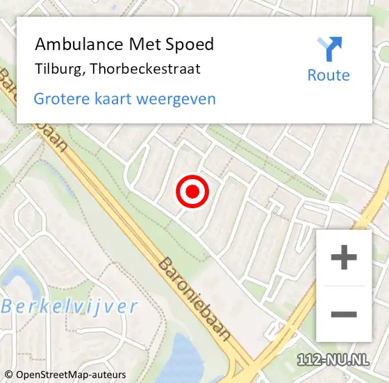 Locatie op kaart van de 112 melding: Ambulance Met Spoed Naar Tilburg, Thorbeckestraat op 9 november 2017 01:35