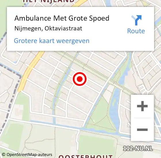 Locatie op kaart van de 112 melding: Ambulance Met Grote Spoed Naar Nijmegen, Oktaviastraat op 9 november 2017 02:29