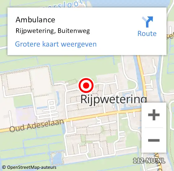 Locatie op kaart van de 112 melding: Ambulance Rijpwetering, Buitenweg op 9 november 2017 03:11