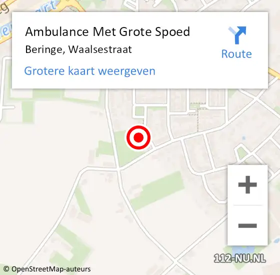 Locatie op kaart van de 112 melding: Ambulance Met Grote Spoed Naar Beringe, Waalsestraat op 9 november 2017 04:04