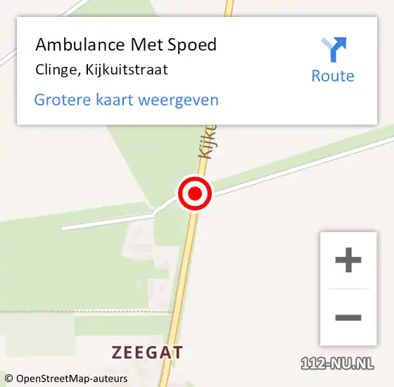 Locatie op kaart van de 112 melding: Ambulance Met Spoed Naar Clinge, Kijkuitstraat op 9 november 2017 08:46