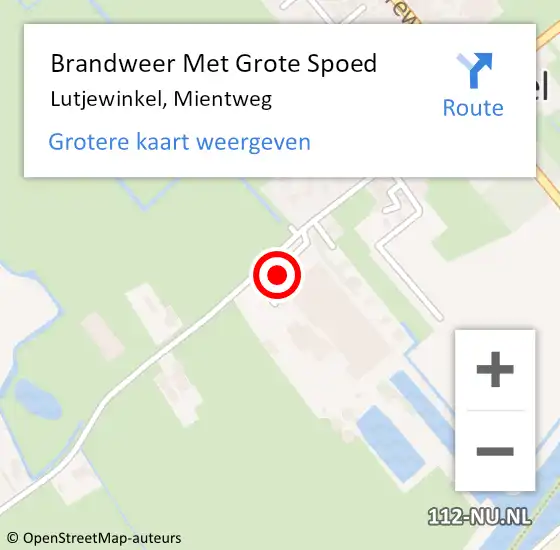 Locatie op kaart van de 112 melding: Brandweer Met Grote Spoed Naar Lutjewinkel, Mientweg op 9 november 2017 08:55