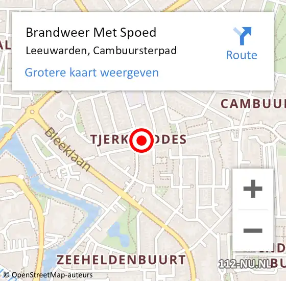 Locatie op kaart van de 112 melding: Brandweer Met Spoed Naar Leeuwarden, Cambuursterpad op 9 november 2017 10:43