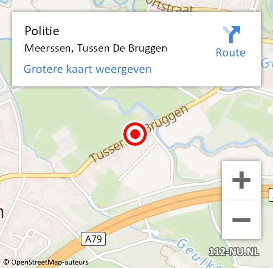 Locatie op kaart van de 112 melding: Politie Meerssen, Tussen d. Bruggen op 9 november 2017 10:46