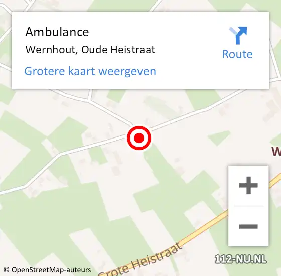 Locatie op kaart van de 112 melding: Ambulance Wernhout, Oude Heistraat op 9 november 2017 11:11