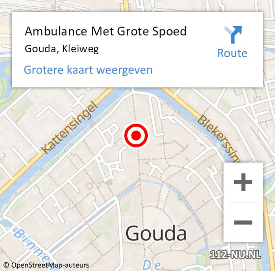 Locatie op kaart van de 112 melding: Ambulance Met Grote Spoed Naar Gouda, Kleiweg op 9 november 2017 11:44