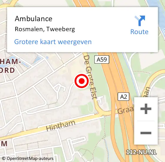 Locatie op kaart van de 112 melding: Ambulance Rosmalen, Tweeberg op 9 november 2017 12:25