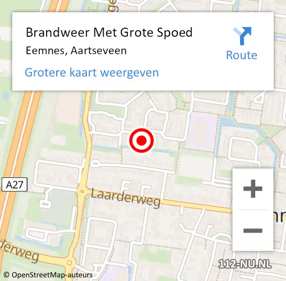 Locatie op kaart van de 112 melding: Brandweer Met Grote Spoed Naar Eemnes, Aartseveen op 9 november 2017 12:39