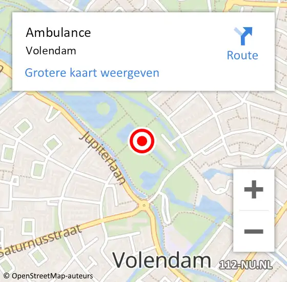Locatie op kaart van de 112 melding: Ambulance Volendam op 9 november 2017 13:10