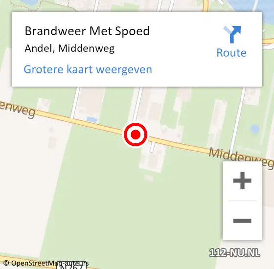 Locatie op kaart van de 112 melding: Brandweer Met Spoed Naar Andel, Middenweg op 9 november 2017 13:43