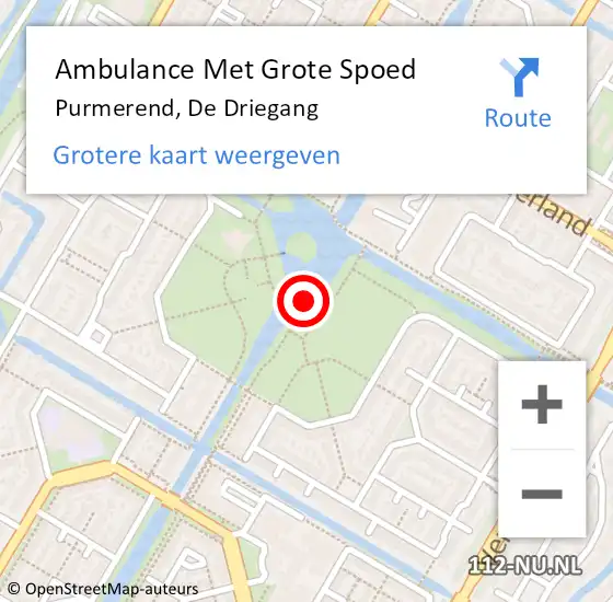 Locatie op kaart van de 112 melding: Ambulance Met Grote Spoed Naar Purmerend, De Driegang op 9 november 2017 13:55