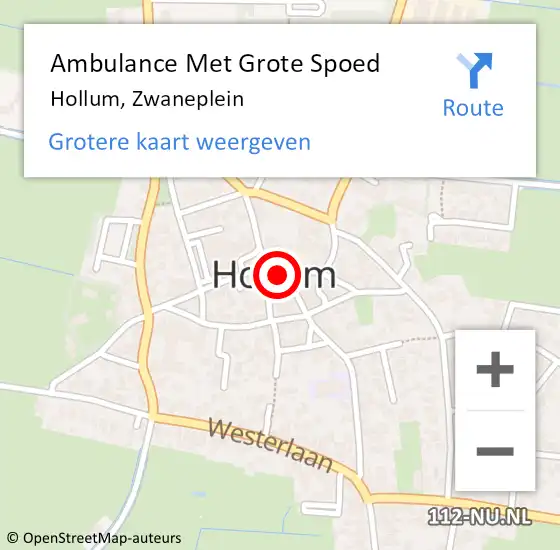 Locatie op kaart van de 112 melding: Ambulance Met Grote Spoed Naar Hollum, Zwaneplein op 6 februari 2014 14:28