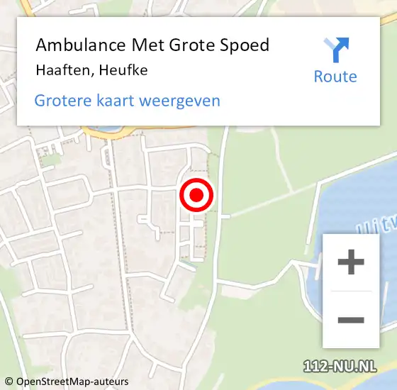 Locatie op kaart van de 112 melding: Ambulance Met Grote Spoed Naar Haaften, Heufke op 9 november 2017 14:42