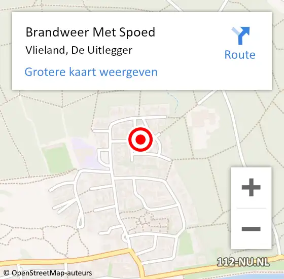 Locatie op kaart van de 112 melding: Brandweer Met Spoed Naar Vlieland, De Uitlegger op 9 november 2017 15:09