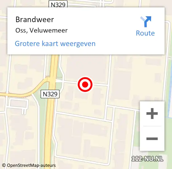 Locatie op kaart van de 112 melding: Brandweer Oss, Veluwemeer op 9 november 2017 16:05