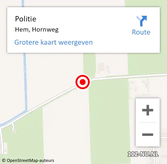 Locatie op kaart van de 112 melding: Politie Hem, Hornweg op 9 november 2017 16:26
